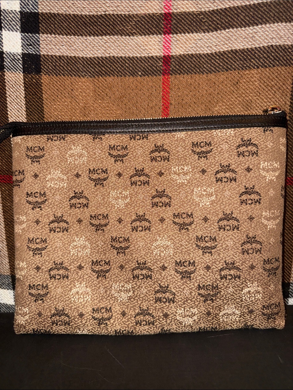 MCM  Authentic Tan Monogram Pouch - Picture 2 of 8